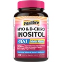 Suplemento de Inositol, Myo-Inositol " D-Chiro Inositol Fertilidad Suplementos para Mujeres, 40:1 Relación ideal, Equilibrio hormonal y Apoyo Ovárico, 80 cápsulas Vegan