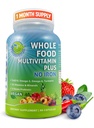 Vegan Whole Food Daily Multivitamin Sin Hierro, Multivitamínico Metilizado para Mujeres y Hombres, Hecho con Frutas & Verduras, B-Complex, Probióticos, Enzimas, CoQ10, Omegas, Turmérico, No GMO, 90 Cuenta