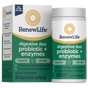 Renew Life Digestive Duo Probiotic and Enzymes Vegetarian Capsules, Probiótico Promueve la Salud Digestiva, Fast-Acting Enzymes Aid Digestion, With Soothing Herbs - 30 Count