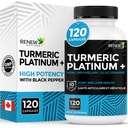 Renew Actives Turmeric Platinum 1350MG per 3 Capsules with Black Pepper & Ginger – Antioxidant, Liver " Digestive Support – Reduce la inflamación " Boosts Immunity – Made in Canada – 120 Capsules