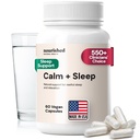 Nourished Natural - Calma + Capsules de sueño para el descanso profundo " Relajación con Ashwagandha, Chamomile, Extracto de cereza de Tarta, Pasionflower, L-theanine, " Magnesio - 60 cápsulas