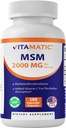 Vitamatic MSM 2000 mg con Vitamina C 75mg por Serving - 180 Veg Capsules - Vitamina C Ayuda en mejor absopriton de MSM (Methylsulfonylmethane) - No GMO &amp; Gluten Gratis