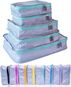MUMI Packing Cubes – 5-Piece Compression Packing Cubes for Travel, Luggage Organizers for Suitcases, Carry-On Bags, Backpacks y Duffel Bags – Space-Saving Travel Essentials - Aqua