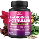 BMVINVOL L Arginine L Citrulline Supplement Plus Beet Root, Moringa, Olive, Red Spinach for Support Daily - 90 cápsulas