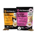 Cat Multivitamins + Immune Support Lysine Dual Texture Chew Supplement Bundle - Supports General Immune Health, Joints, Skin & Coat, and Cat Alergy Relief - Sneezing, Runny Nose