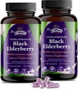 Capsules de arándano negro Silencioso 200 Conde - 10,000mg peru Sambucus Vitaminas de arándano, No GMO, Sin gluten, Extracto de arándano orgánico Sambucus Nigra - 200 cápsulas Vegan - Pack de 2