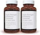 pureclinica Triple Strength Immune Support - Elderberry Gummies with Vitamin C & Zinc x 180 Gummies (2 Botellas de 90) – hasta 6 meses de suministro!