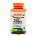Folic Acid 800 mcg Plus Hierro 27 mg Suplemento para Mujeres, Vitamina B9, Folate Prenatal, Fast Absorption, Made in USA, 250 Softgels