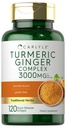 Carlyle Turmeric y Ginger Suplemento 3000 mg  120 Softgel Capsules ← Complejo de Curcumina Turmérica Silencio con Black Pepper Extract ← Non-GMO, Gluten Free