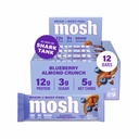 MOSH Blueberry Almond Crunch Keto Protein Bares, alta fibra, bajo carbohidrato, sin gluten, alta proteína, cerebro sano Snack, 12 conde