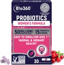 Bio360 Probiotics for Women Vaginigal Health - Supports pH Balance, Vaginal, Urinary, " Digestive Health - 50 Billion CFU " 15 Unique Strains for Healthy Vaginal Odor " Vaginal Flora - Shelf Stable