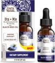 GuruNanda Wellness Bundle: Liquid Ashwagandha with Bacopa (1 Fl Oz) for Focus " Relax Support " Black Seed Oil (2 Fl Oz) with Vitamin D3, K2 " E for Immune Boosting - Vegan " Non-GMO