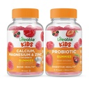 Magnesio de calcio vitalicio &amp; niños cinc + Probiótico 2 billón CFU Kids, Gummies Bundle - Gran Cata, Suplemento de vitamina, Gluten Gratis, GMO Gratis, Chewable Gummy