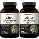 2 Pack Maximum Strength Zinc 100mg, Zinc Picolinate Suplemento, 480 cápsulas, vitamina Zinc y vitaminas inmunitarias para la función de la enzima y soporte de inmuno, no transgénico y fabricado en EE.UU.