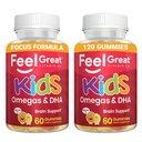 Siente Grandes Vitaminas Niños DHA Gummies con Omega 3 6 9, Vitamina C (2-Pack) Apoyos Saludable Cerebro Funcional, Visión y Salud del Corazón TENIDO Gluten Libre, Vegetariano TEN 60 Gummies