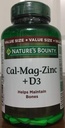 La botella de calcio de la naturaleza Zinc con vitamina D3, 200 caplets (paquete mayo Vary)