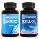 BioEmblem Complejo de magnesio triple y aceite de Krill Antártico, apoya la salud del sueño y del cerebro, el corazón y la salud conjunta, promueve la salud cardiovascular y apoya la relajación