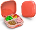 Organizador diario de píldoras 4 Compartimientos, caja pequeña de pill caja de viaje portátil, mini recipiente para bolsillo de púrpura, organizador de medicina de viaje compacto para vitamina, aceite de hígado de bacalao, suplemento (Pink)