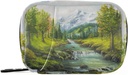 Pintura al óleo Spring Forest Pill Box 7 Day Pill Case Bag Travel Pill Organizer Bag with Zipper Portable Weekly Case Compact Size for Vitamin Supplement Holder