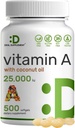 SUPLEMENTO DEAL Alta Potencia Vitamina A 25000 UI, 500 Aceite de coco Softgels TENIDO Fácilmente Absorbido, Natural Fish Liver Oil Source – Vitaminas para el ojo, inmune, " Skin Health – Easy to Swallow, Non-GMO