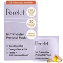 Perel 1er Trimester Prenatal Pack, Multivitamínico con Folate, Vitamina D, Omega 3, Hierro &amp; Peligro, Apoyo nutricional para el embarazo precoz, Soy &amp; Gluten Gratis, No GMO, 30 Daily Pill Packs