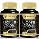 Lions Mane suplemento cápsulas - 120 cuenta - Suplemento de novio, Suplementos de cerebro para memoria y foco, cápsulas de salón de león - Apoyo cognitivo &amp; inmunológico, Suplemento de enfoque - 2 paquete
