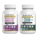 Swiss Activa+ DIM &amp; Myo-Inositol Bundle – Balance hormonal " Apoyo al PCOS para Mujeres – Ciclo Menstrual, Mood, Estrógeno y Salud Ovárica – Suministro de 60 días