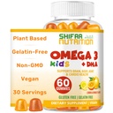 SHIFAA NUTRITION Halal Omega 3 for Kids with DHA Gummies for Brain Development, Heart &amp; Immune Support, Plant-Based, Non-GMO, Algae-Based DHA, Gluten &amp; Gelatin-Free Omega 3 Gummies, 30 Servings