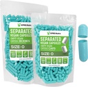 XPRS Nutra Vegan Tamaño 0 cápsulas separadas - 1000 cápsulas de vacío Premium Separados en bolsas - píldoras 0 para relleno de suplemento DIY (Aqua)