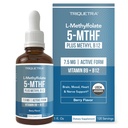 Organic L Methylfolate 7.5 mg Plus Methyl B12 Cofactor - Metabólicamente Activo 5-MTHF Forma, Formulario Superior de Folate - Orgánica Berry Flavor, Forma Sublingual Líquida – Mood, Cognition, Methylation (1oz)