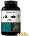 NatureBell Vitamin E Oil Softgels, 400iu Por Serving, 400 Píldoras TENIDOS Suplementos Antioxidantes Esenciales, Forma Fácilmente Absorbida – Soporta Skin, Heart, & Immune Health – Non-GMO