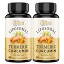 Liposomal Turmeric Curcumin Suplemento - 2000mg, 95% Curcuminoide Extracto con Piperina - 60 Softgels (2 Botella)