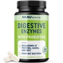 Enzimas Digestivas con Probióticos Silencio Salud Digestiva para Mujeres y Hombres Silencio Mezcla de Enzimas de 400 mg con Cepas Probióticas para la Digestión y la Salud Intestinal ← Vegetariano tención 60 Cápsulas