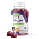 Viteey Sambucus Elderberry Gummies for Kids Immune Support Suplementos con Vitamina D3 &amp; Vitamina C 3-1 Immune Booster - Vegetariano, Gelatin Gratis, Gluten Gratis, GMO Gratis - Tasty Chewable Berry Flavored