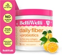 BelliWelli Fiber Supplement for Women &amp; Hombre – Premium Daily Fiber Powder from Organic Acacia with Added Collagen, Electrolytes & Probiotics – No Bloat, Constipation " Gut Health Support (Orange Yuzu)