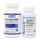 Serracor-NK &amp; Serra-RX 260,000 SU - Buzón de tejido de cicatrices (150 cápsulas &amp; 60 cápsulas) - Acid-Resistant Serrapeptase Proteolytic Enzyme Sistémico, Respiratory & Lung Support