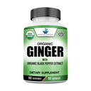 Suplementos estándar americanos Extracto de jengibre orgánico con extracto de cobre negro orgánico, vegano, sin gluten, no GMO, 90 cápsulas, 90 piezas