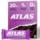 Atlas Bar – 20g Protein, 1g Azúcar, 0g Aceites de semillas, 0g Sweeteners artificiales (Dark Chocolate Almond, 12 Cuenta)