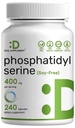Suplemento de fosfatilserina, 400 mg de servicio, 240 cápsulas – Fuente de Lecitina de girasol libre de soja